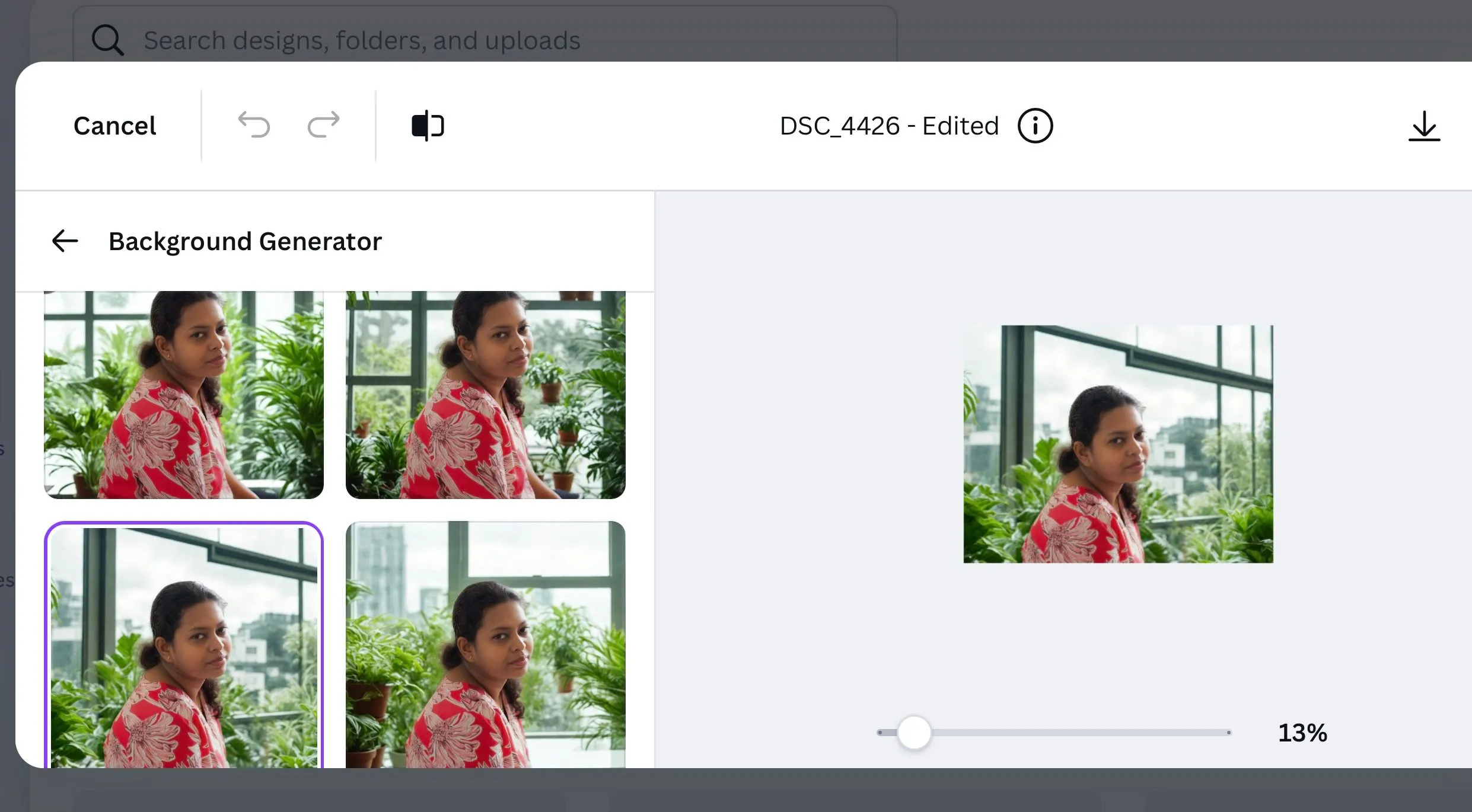 Ảnh chân dung với nền được tạo bằng Canva AI