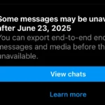 Ảnh chụp màn hình thông báo "một số tin nhắn có thể không khả dụng" trong Instagram DM