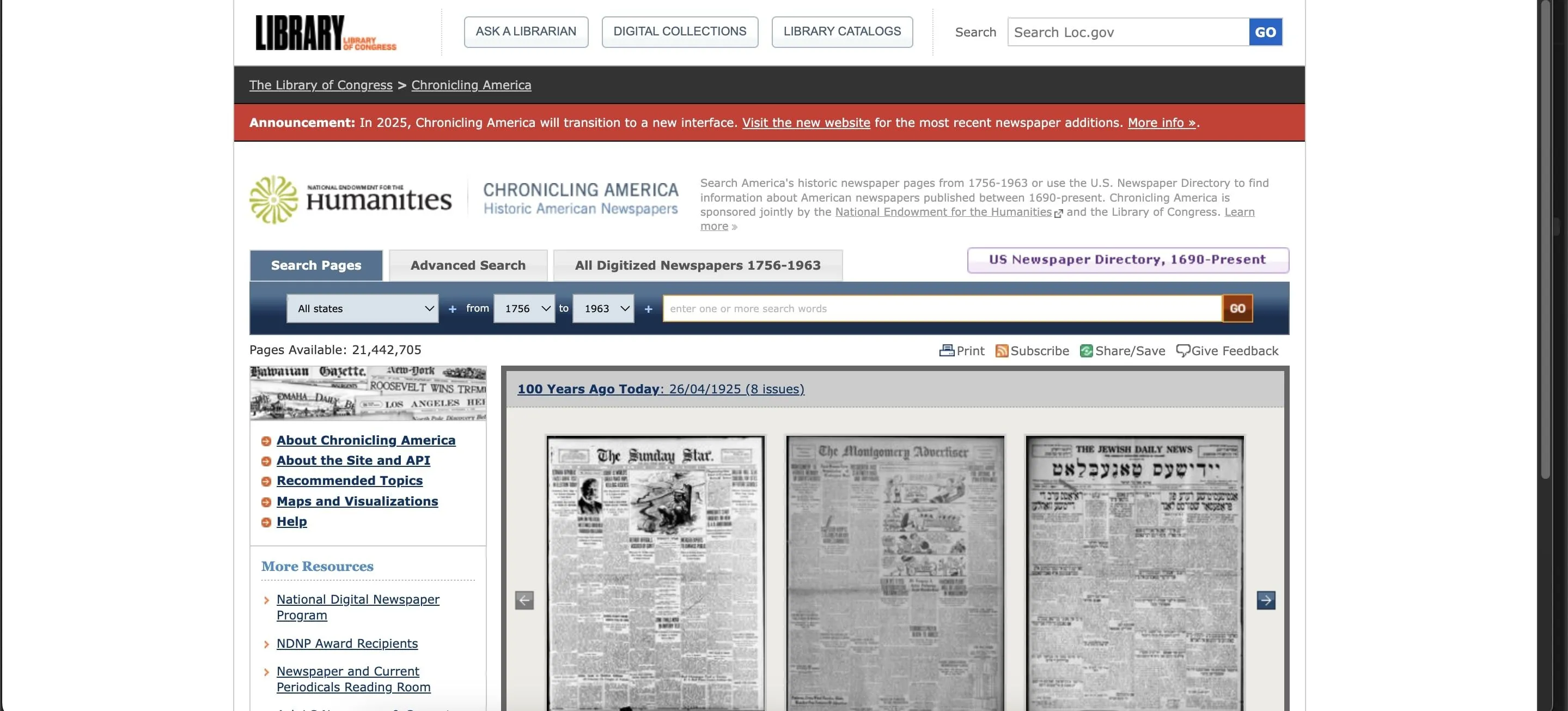 Ảnh chụp màn hình trang web Chronicling America, minh họa việc tin tặc khai thác hồ sơ công khai để tìm câu trả lời bảo mật