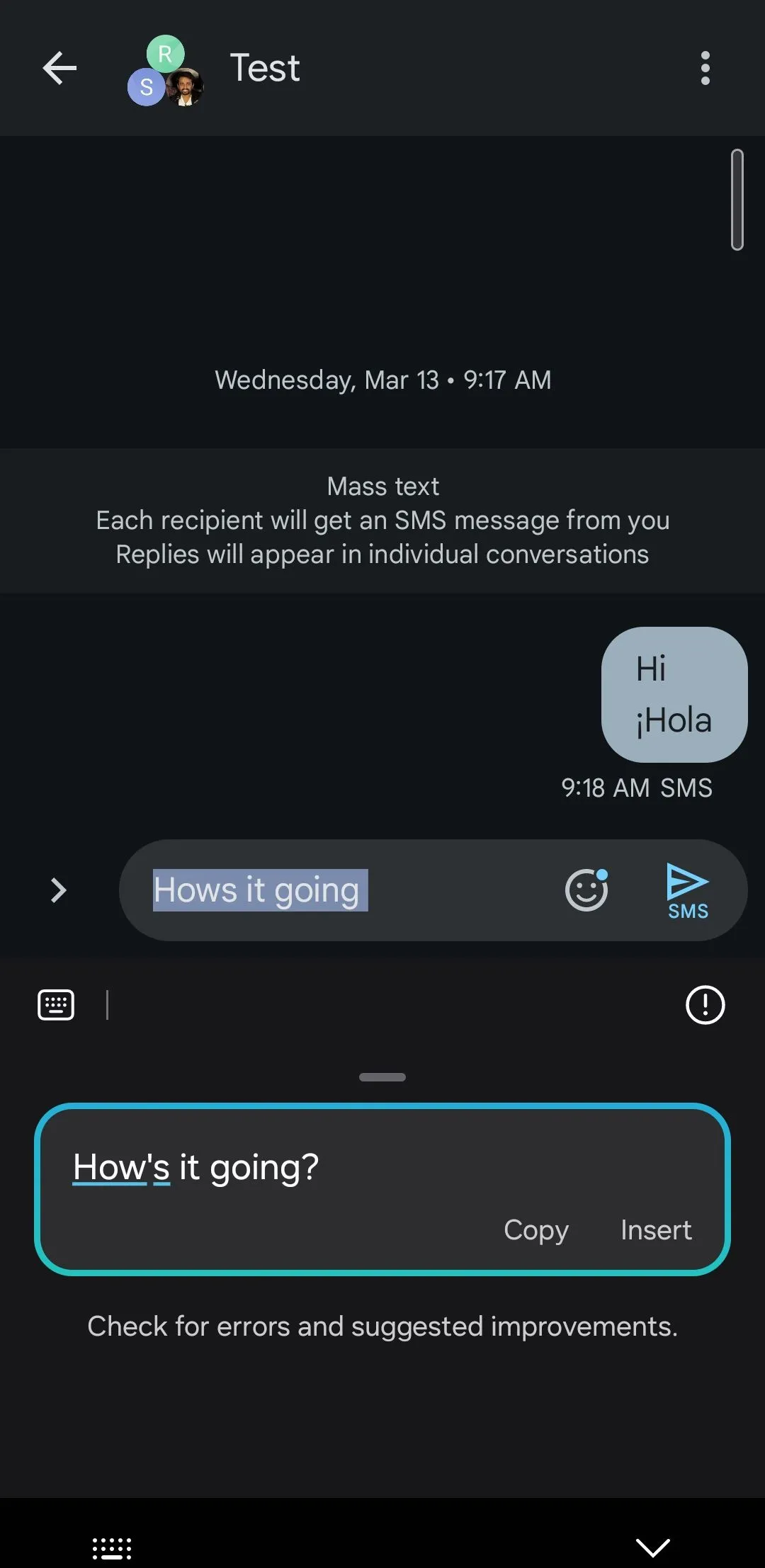 Bàn phím Samsung sửa lỗi ngữ pháp trong tin nhắn với Galaxy AI