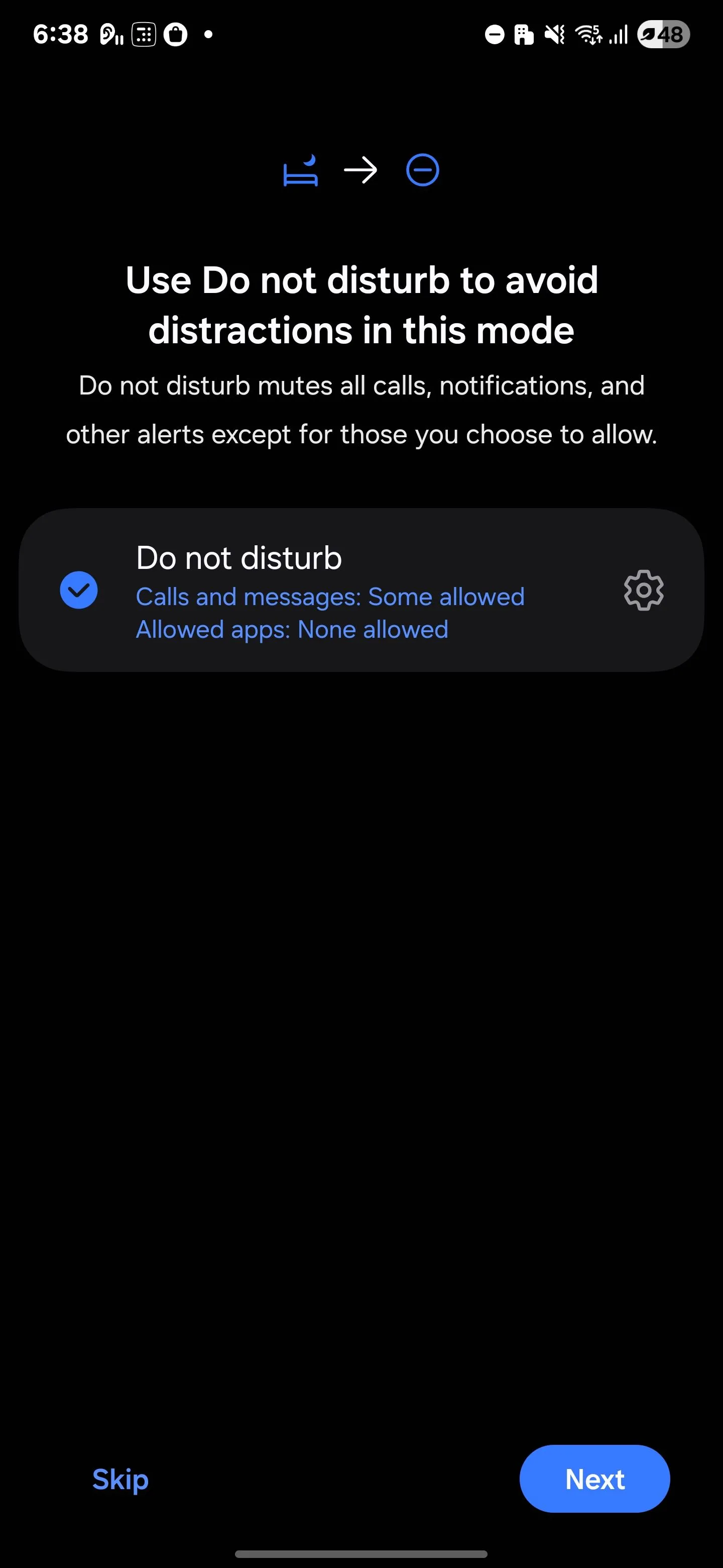 Bật chế độ Không làm phiền (Do not disturb) trong thiết lập Chế độ Giờ đi ngủ của Samsung