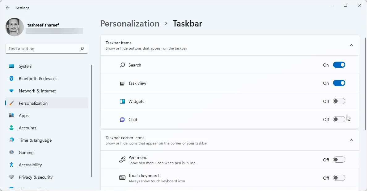Bật tắt tiện ích trò chuyện trên Windows 11
