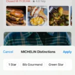 Bộ lọc Michelin Distinctions trong Apple Maps để tìm nhà hàng cao cấp.