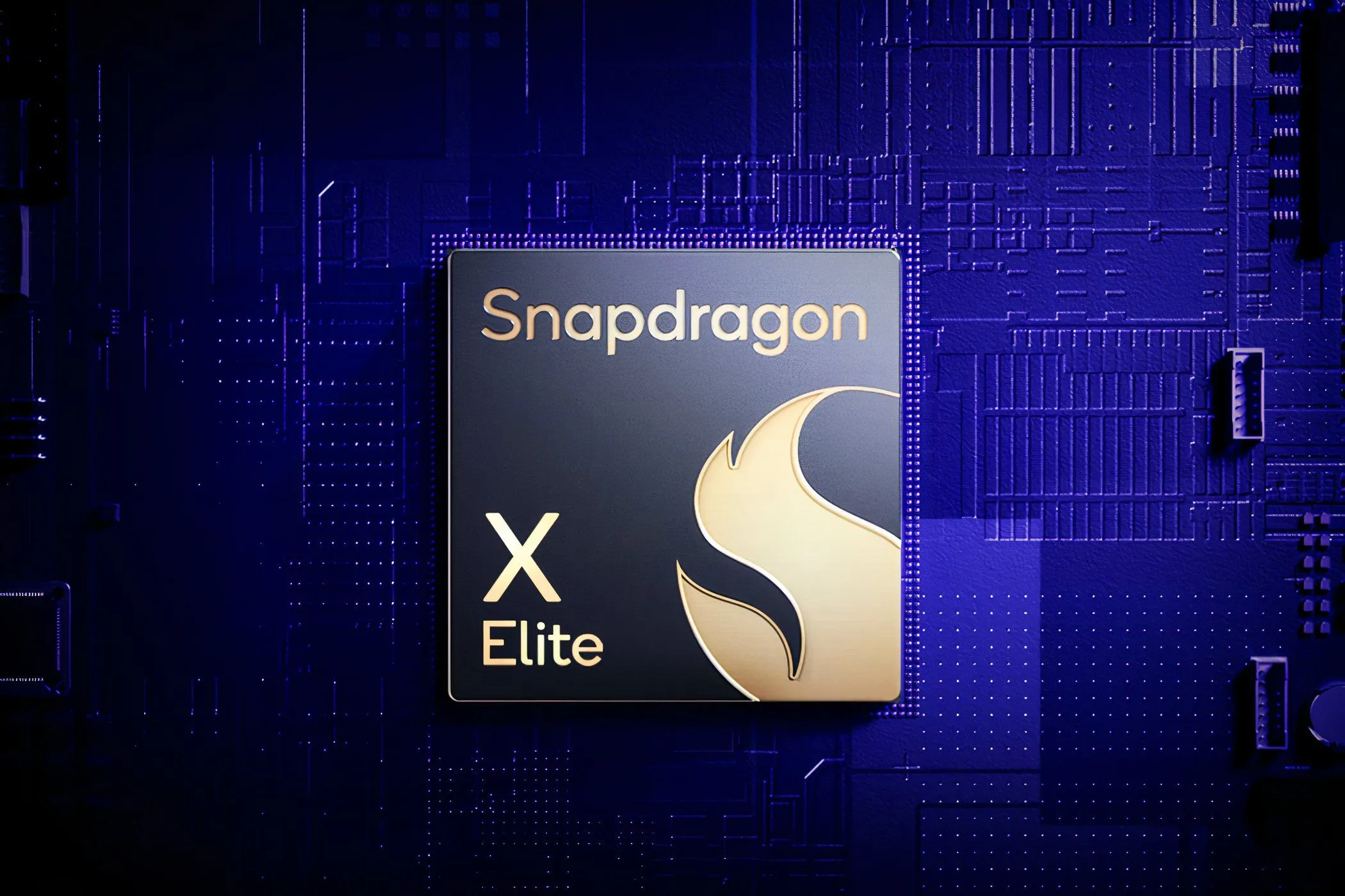 Bộ vi xử lý Snapdragon X Elite trên nền màu tím