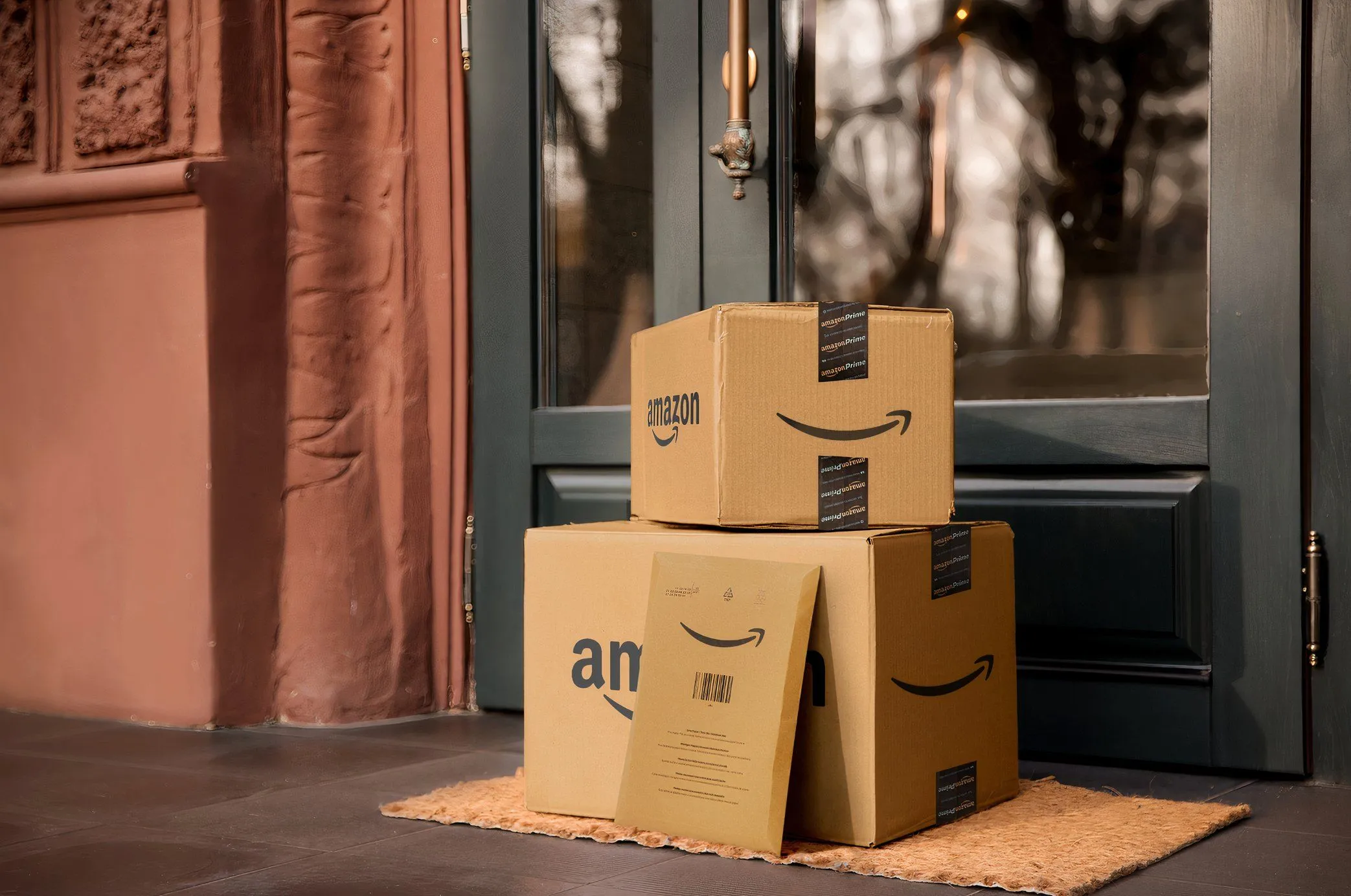 Các gói hàng Amazon được giao đến cửa nhà, minh họa cho lừa đảo giao hàng giả mạo