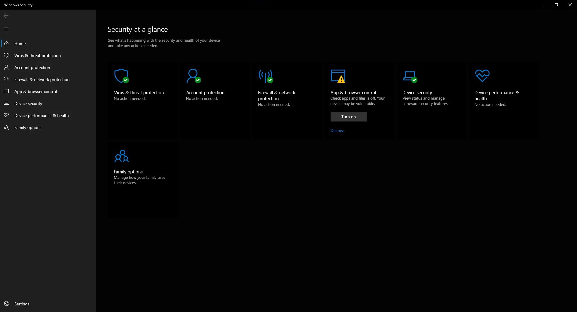 Các tùy chọn bảo vệ và quét virus trong menu Windows Security của hệ điều hành Windows