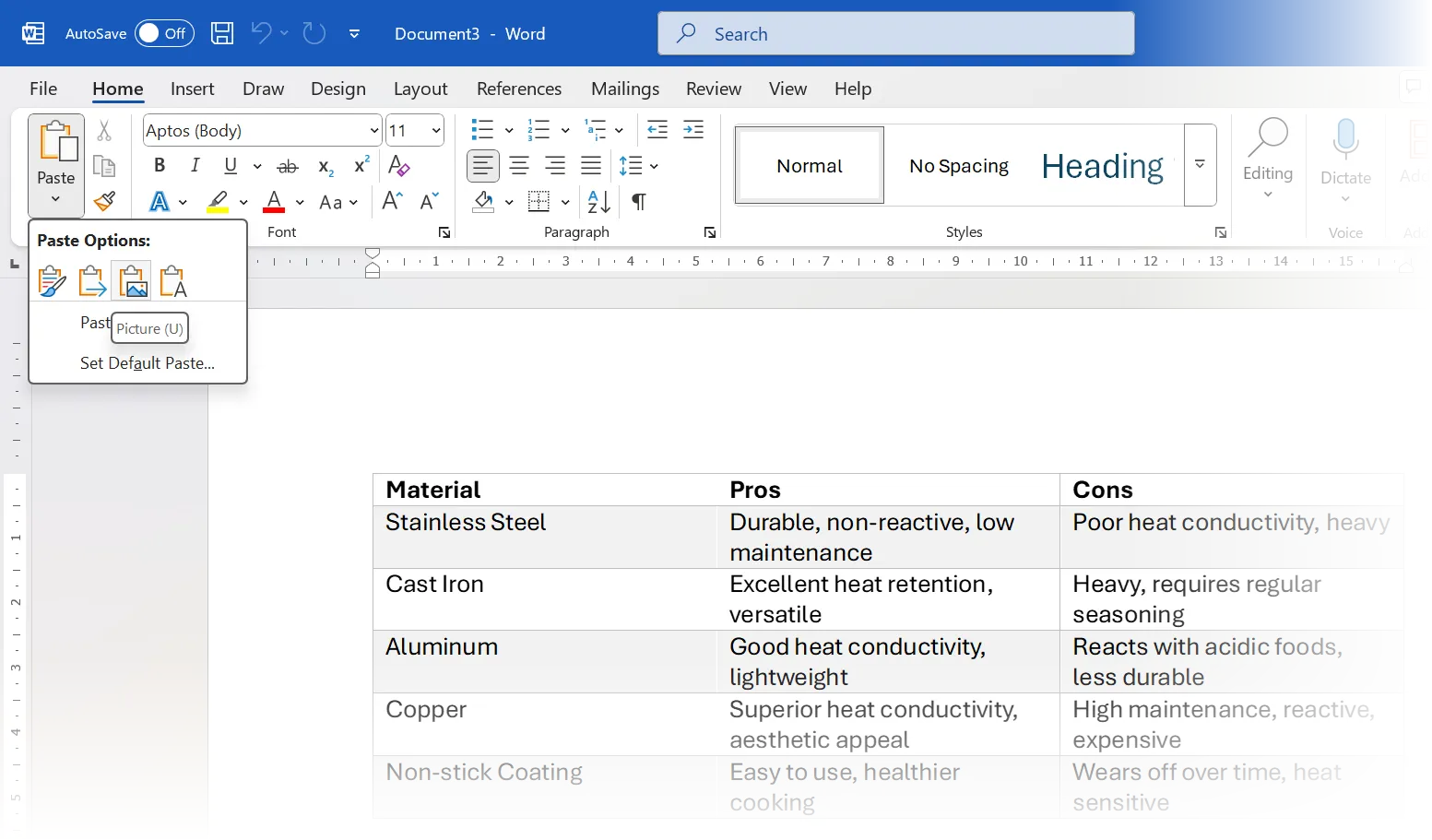 Cách dán văn bản hoặc bảng thành hình ảnh trong Microsoft Word để khóa định dạng