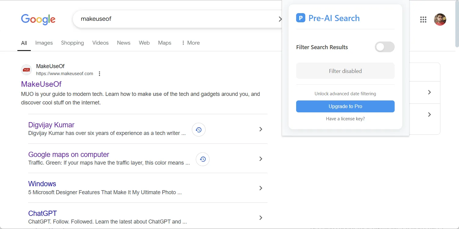 Cách tắt tiện ích Pre-AI Search để xem kết quả tìm kiếm gần đây
