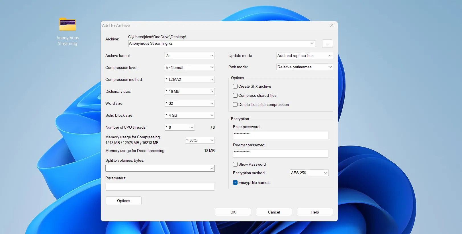 Cách thêm mật khẩu cho file với 7-Zip