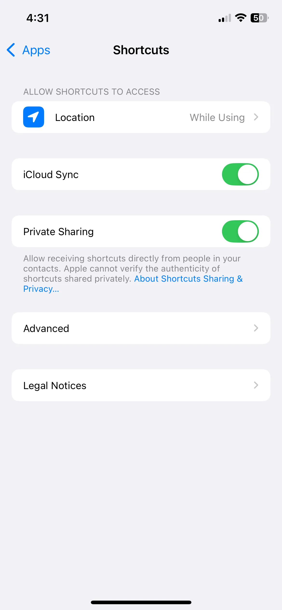 Cài đặt cấp quyền xóa số lượng lớn dữ liệu cho ứng dụng Phím tắt trên iPhone