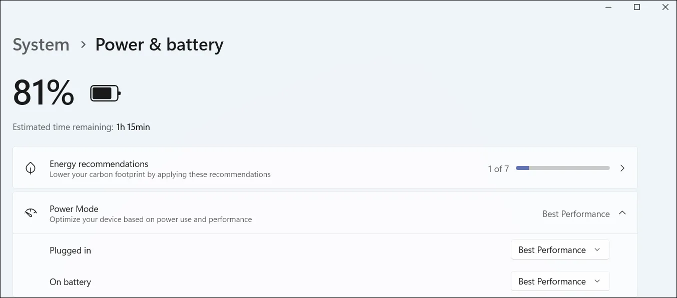 Cài đặt chế độ nguồn trên Windows 11 để tối ưu hiệu năng