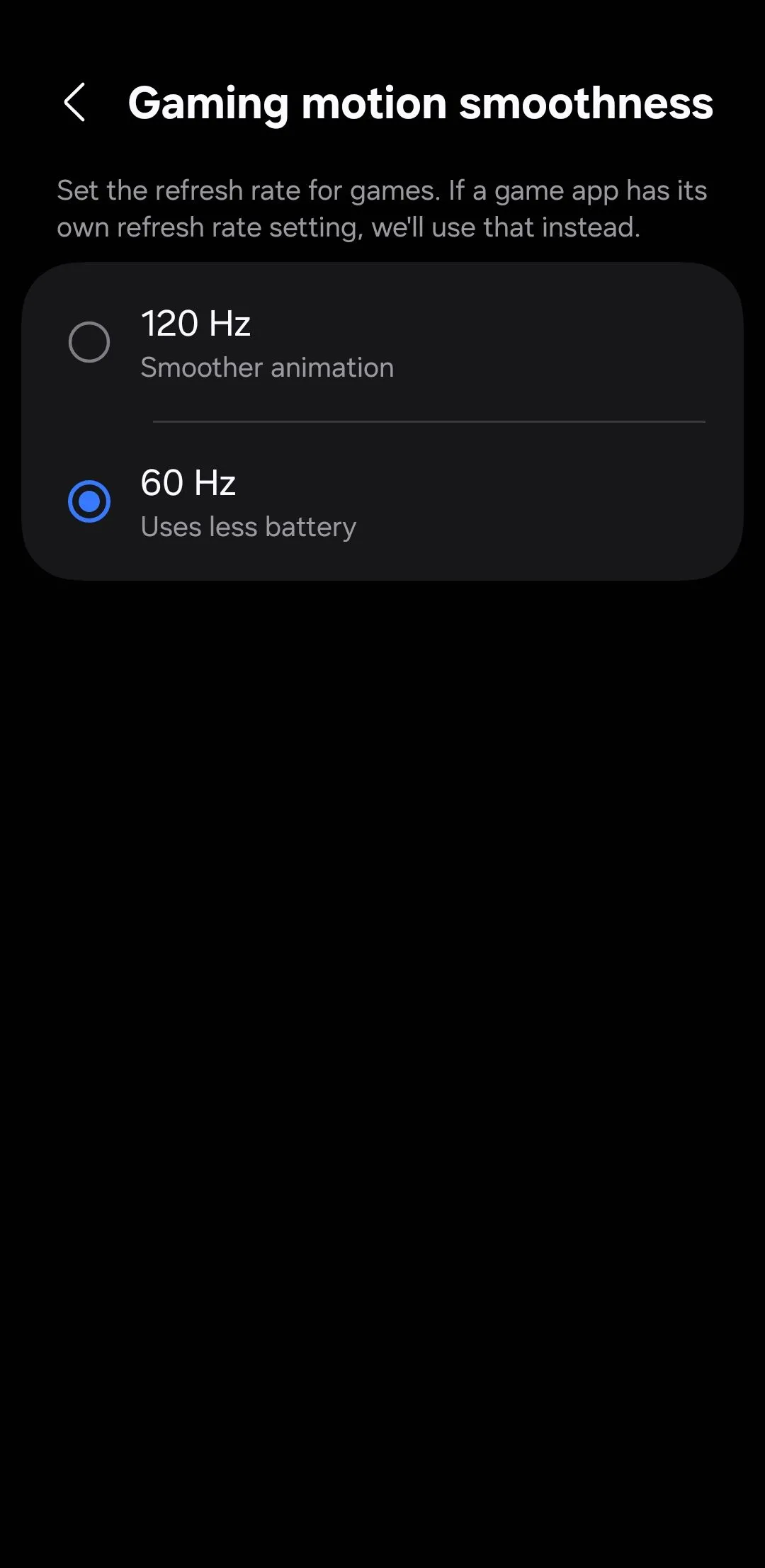 Cài đặt độ mượt chuyển động trong Game Booster trên Samsung One UI 7