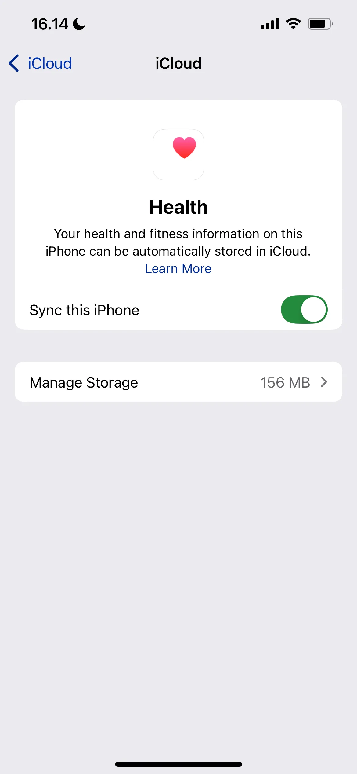 Cài đặt Đồng bộ Sức khỏe trong ứng dụng Cài đặt iOS