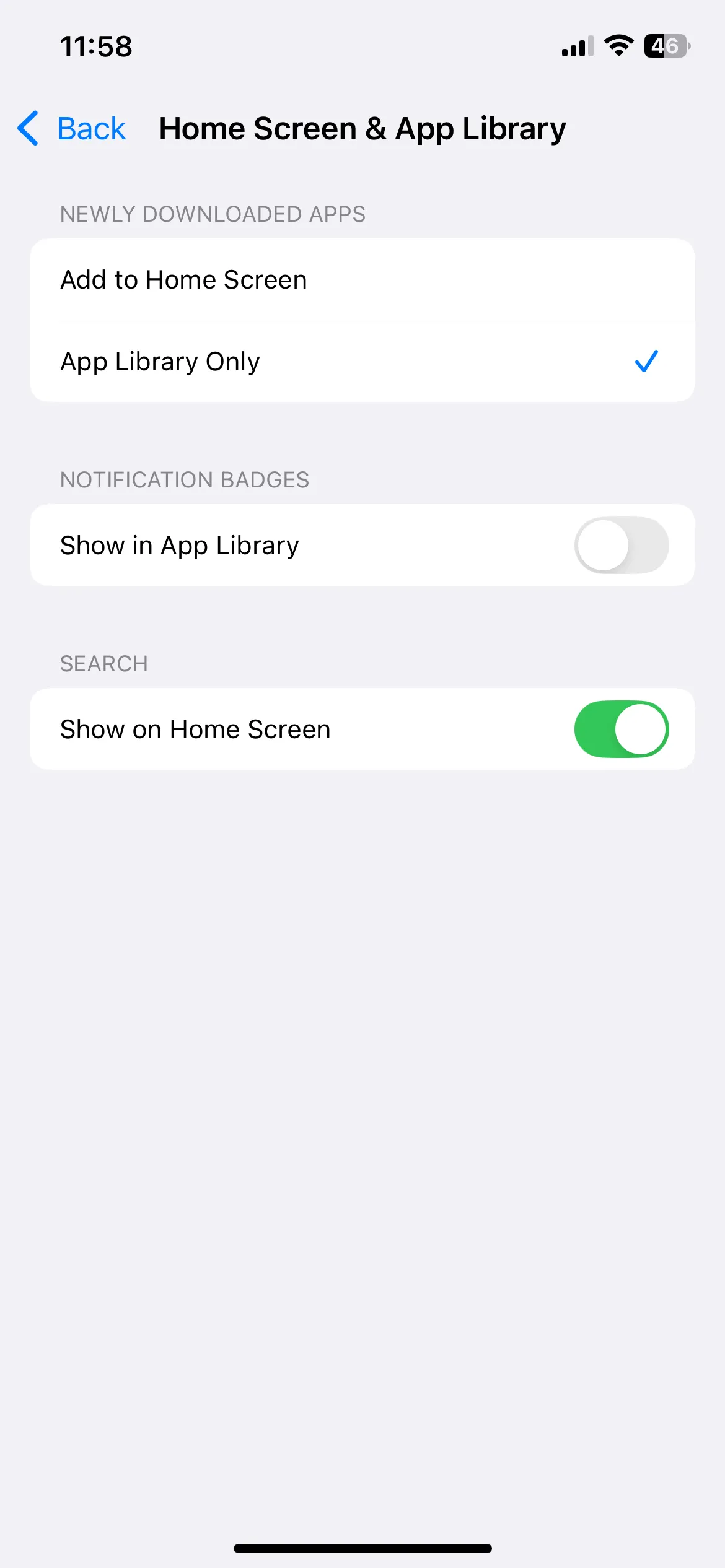 Cài đặt Màn hình chính trong iPhone với tùy chọn chỉ thêm ứng dụng mới vào Thư viện ứng dụng