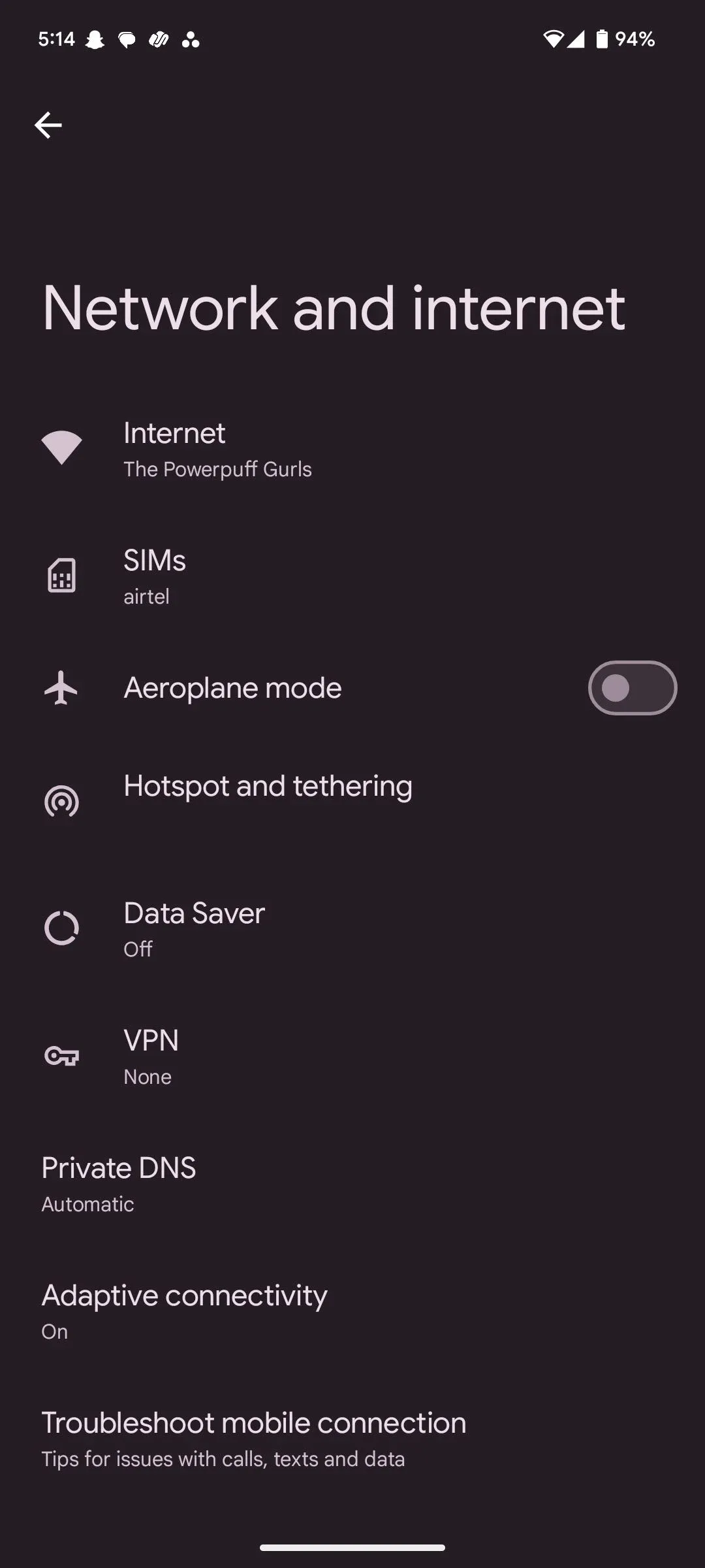 Cài đặt Mạng và Internet trên Android để truy cập tùy chọn Wi-Fi