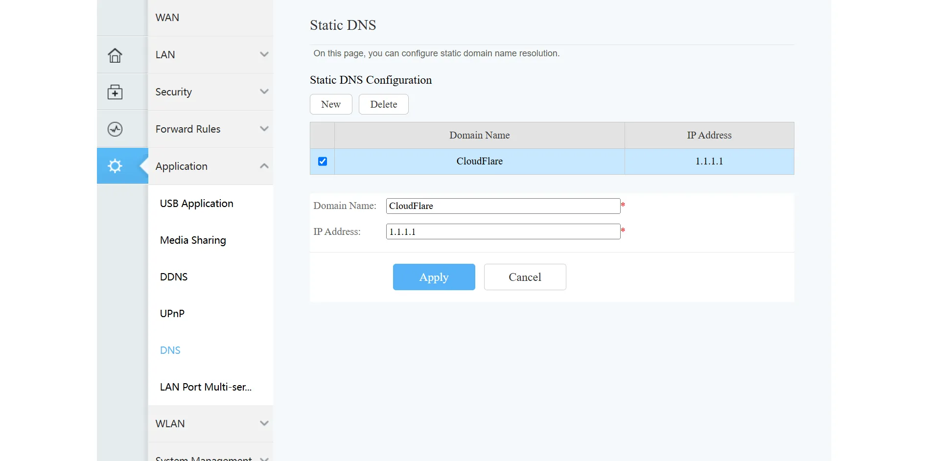 Cài đặt máy chủ DNS Cloudflare (1.1.1.1) trên giao diện quản lý router để cải thiện tốc độ truy cập internet và giảm giật lag khi xem phim.