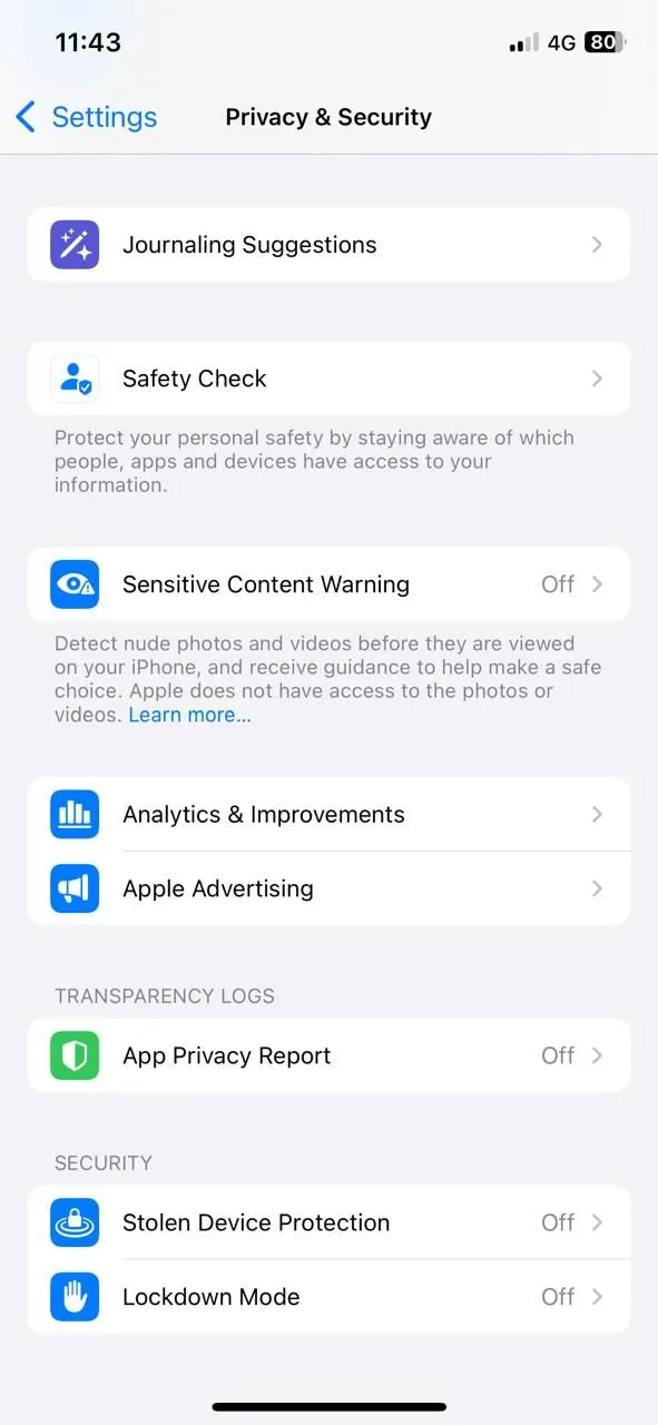 Cài đặt quyền riêng tư và bảo mật trên iPhone với tùy chọn Phân tích & Cải tiến