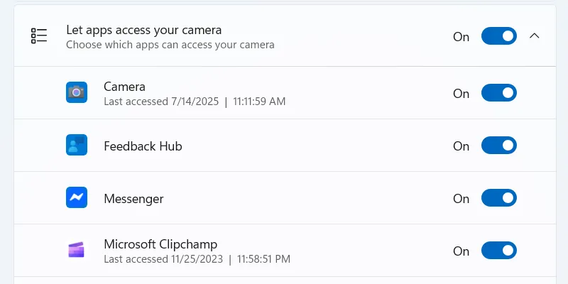 Cài đặt quyền truy cập camera cho ứng dụng trên Windows 11
