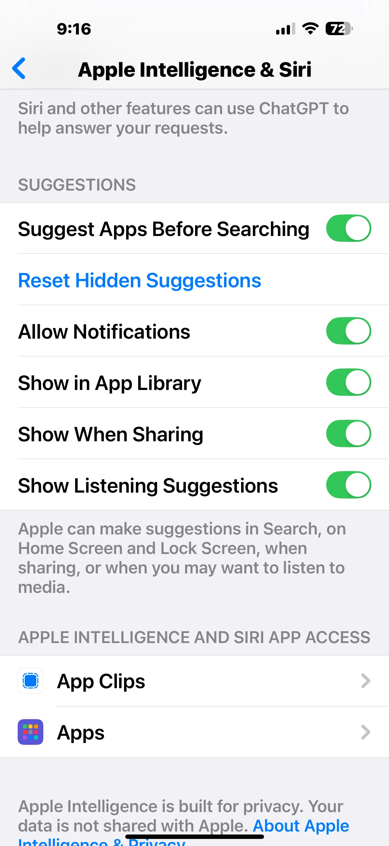 cài đặt quyền truy cập ứng dụng của Apple Intelligence, tùy chỉnh AI cho từng ứng dụng, quản lý quyền riêng tư AI