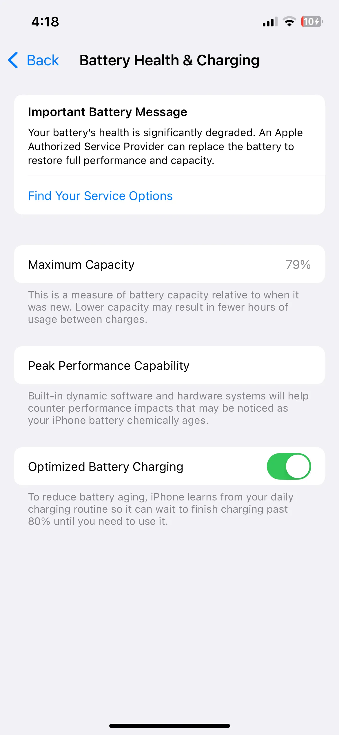 Cài đặt Sức khỏe pin và Sạc pin tối ưu trên iPhone, cho phép theo dõi và bảo vệ tuổi thọ pin