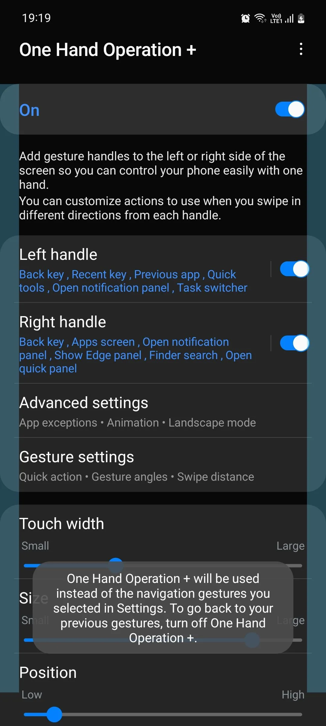 Cài đặt tay cầm cử chỉ One Hand Operation+ trong Samsung Good Lock