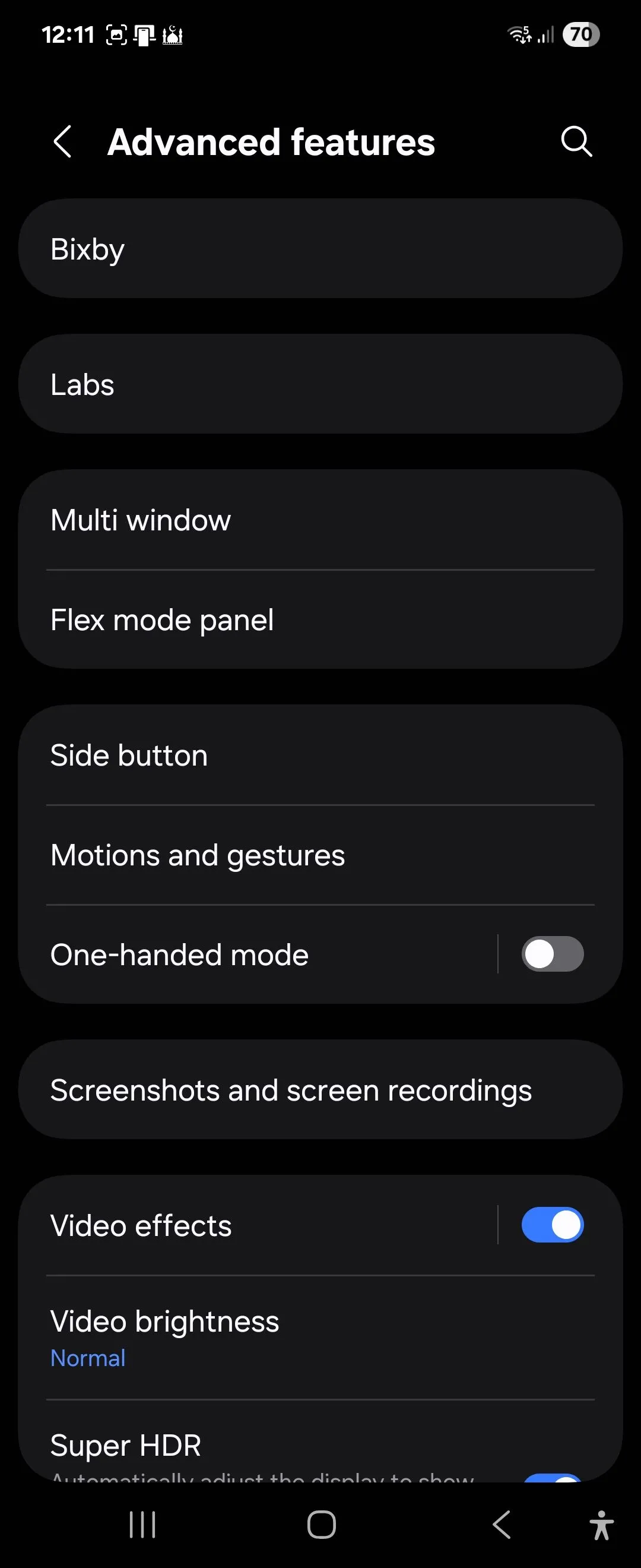 Cài đặt tính năng nâng cao và mục Labs trên Samsung Galaxy Z Flip 6 chạy One UI 7