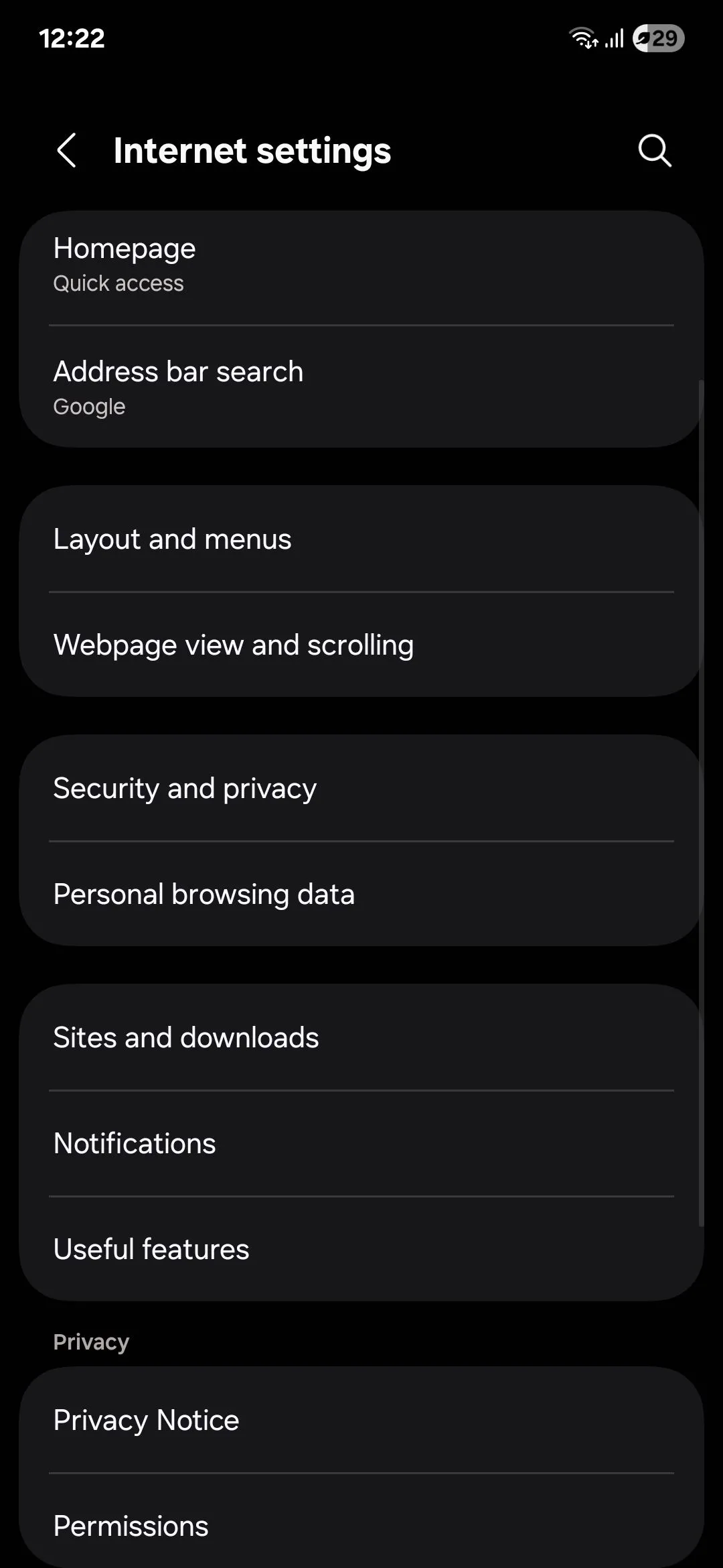 Cài đặt trình duyệt Samsung Internet với các tùy chọn tùy chỉnh và bảo mật