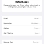 Cài đặt ứng dụng mặc định trên iPhone, cho phép người dùng thay đổi trình duyệt, email, bàn phím