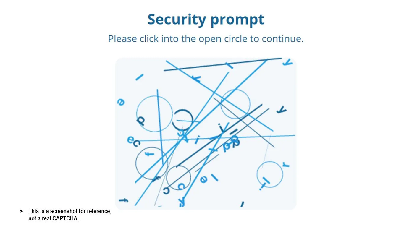 CAPTCHA hình học với các đường thẳng và vòng tròn, mục tiêu là vòng tròn mở