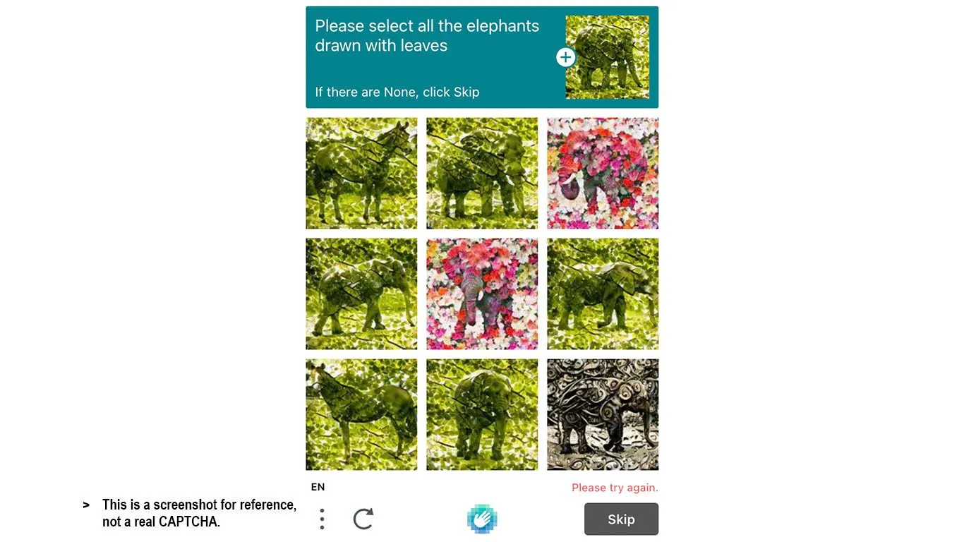 CAPTCHA voi được vẽ bằng lá, thử thách khả năng nhận diện hình ảnh sáng tạo của AI