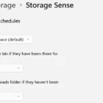 Cấu hình lịch dọn dẹp tự động cho tính năng Cảm biến Bộ nhớ (Storage Sense) trong ứng dụng Cài đặt trên Windows.