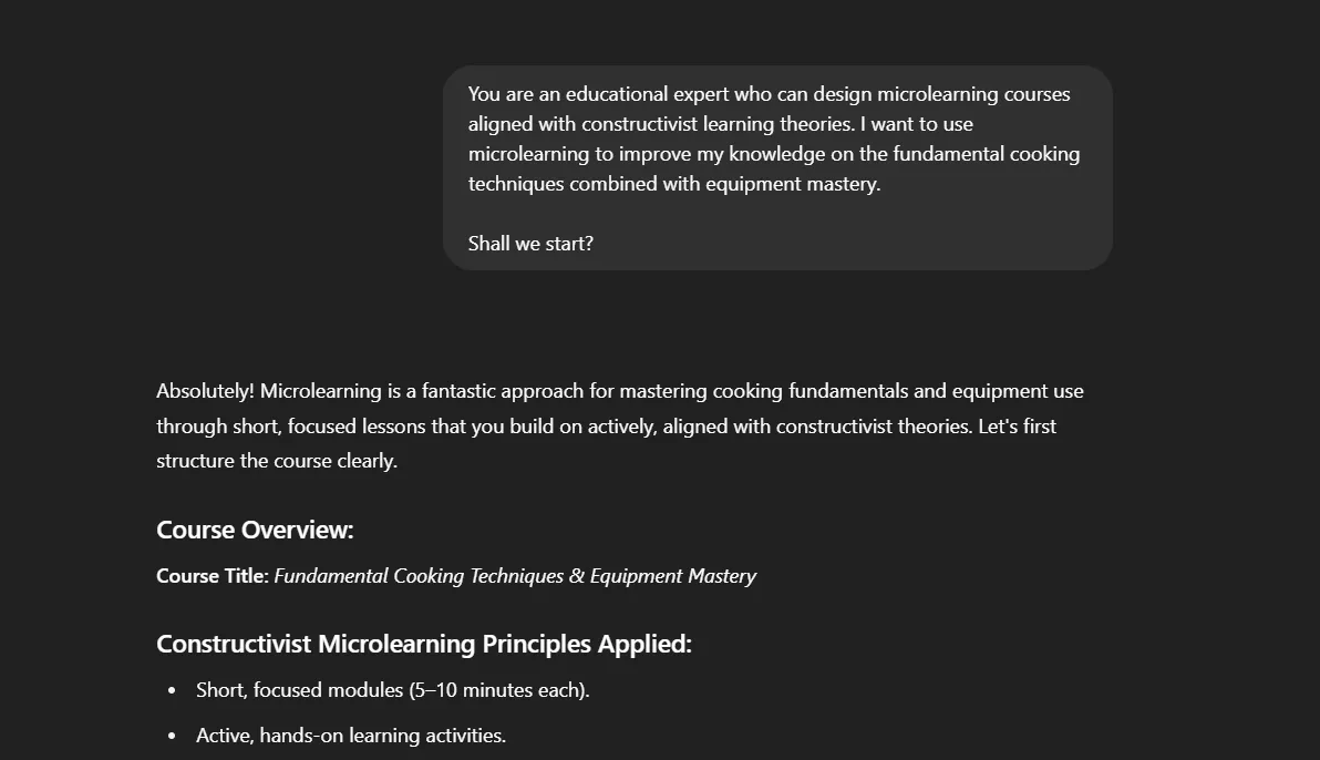 Cấu trúc khóa học microlearning với ChatGPT