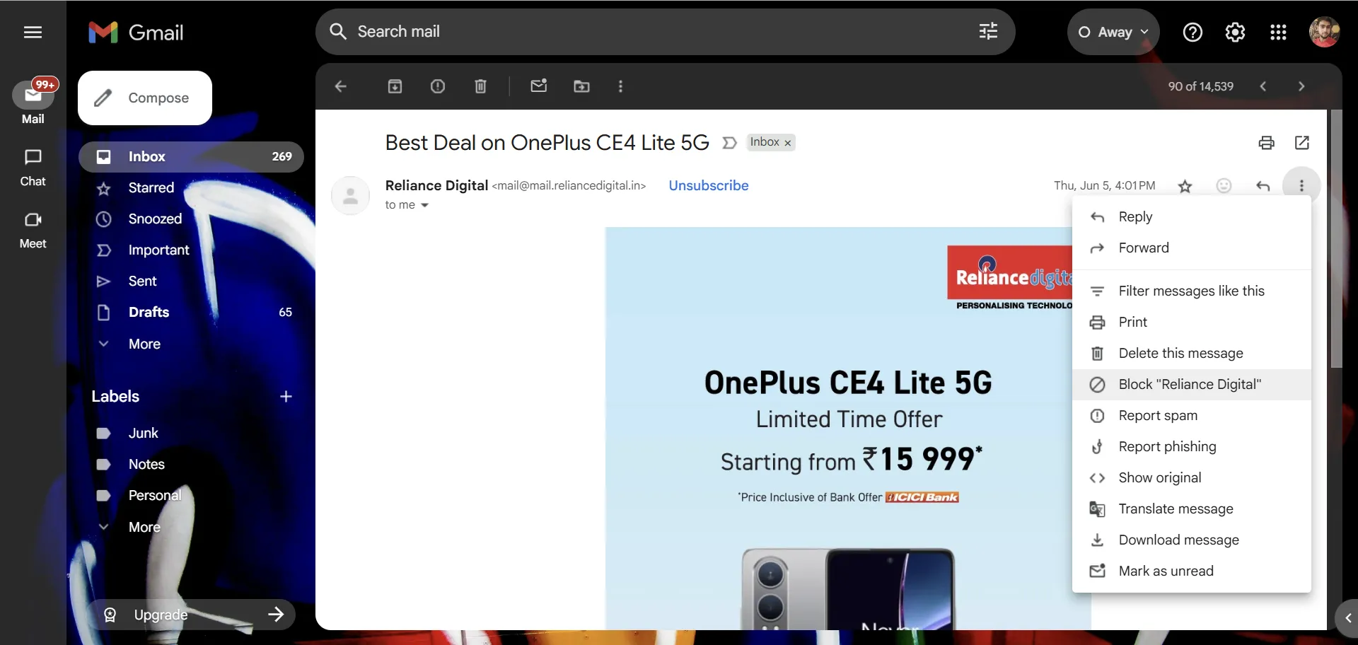 Chặn và báo cáo email đáng ngờ trong Gmail