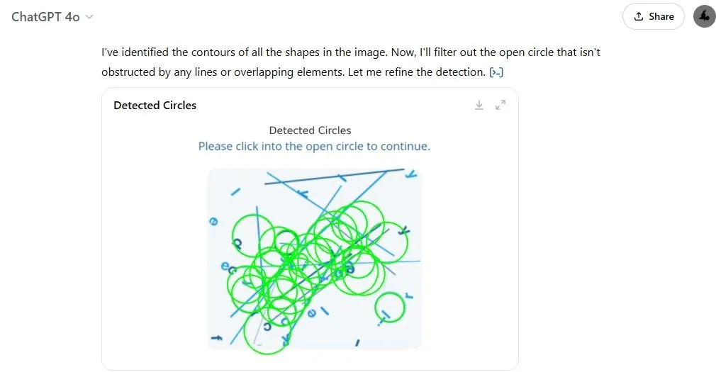 ChatGPT phát hiện nhiều vòng tròn, bao gồm cả những hình ảnh không rõ ràng trong CAPTCHA