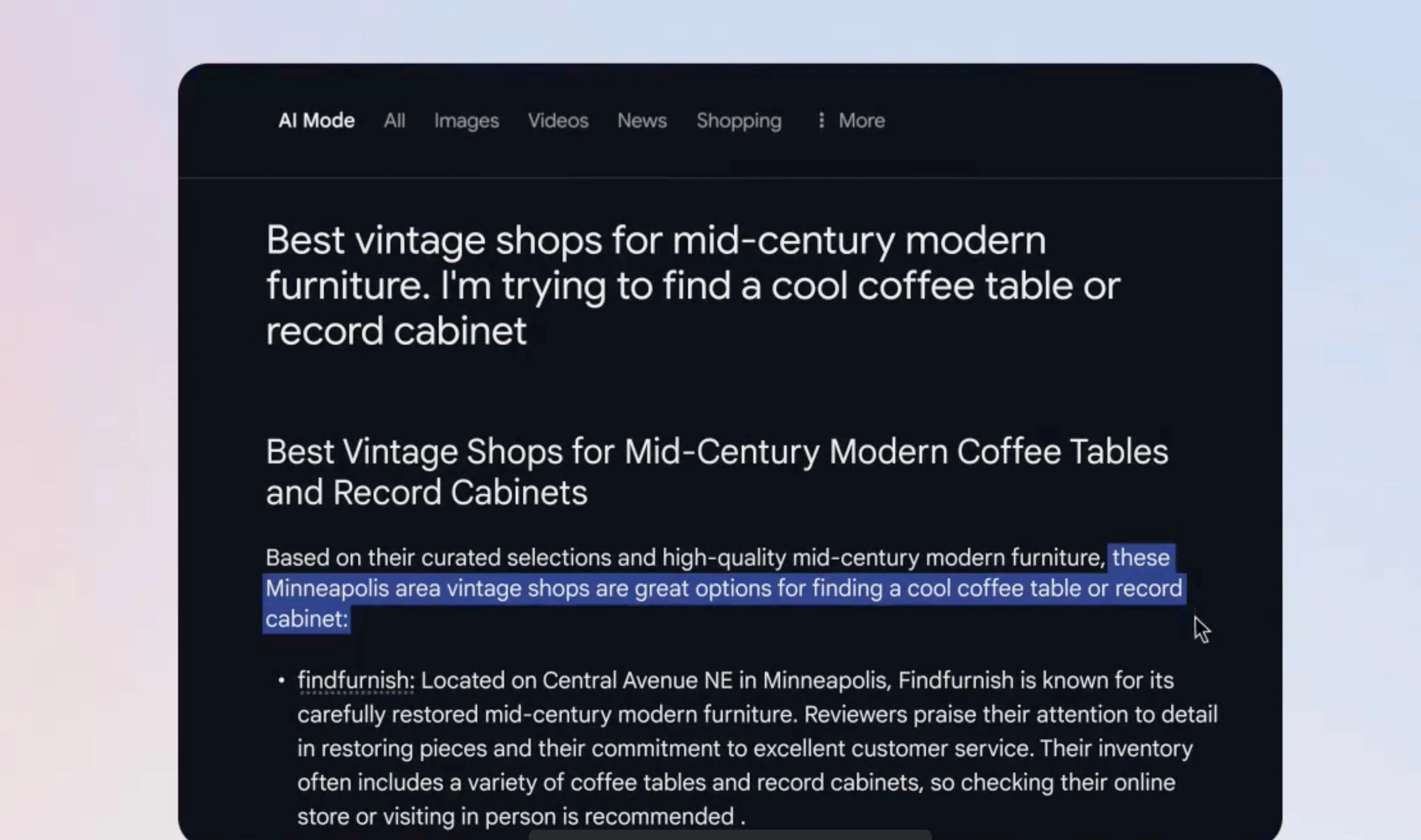 Chế độ tìm kiếm AI mới của Google cung cấp câu trả lời chi tiết và tổng hợp thông tin hữu ích từ nhiều nguồn.