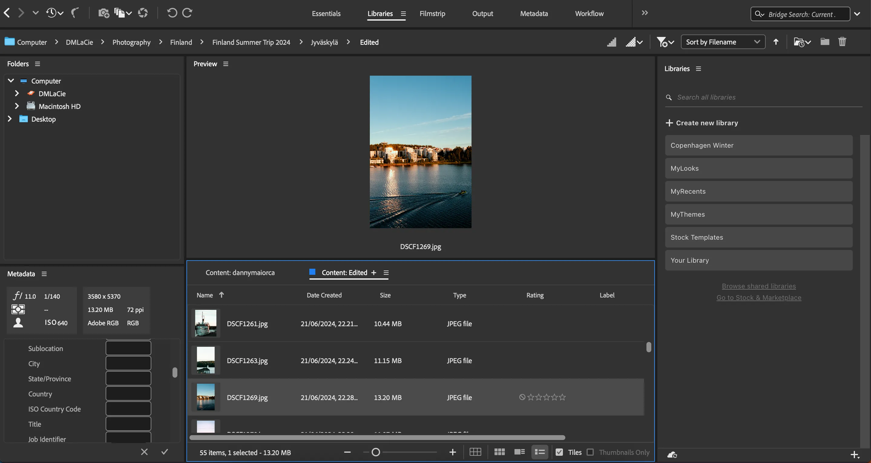 Chỉnh sửa thông tin vị trí của ảnh trong Adobe Bridge