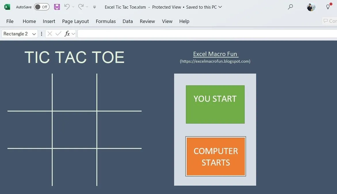 Chơi game Tic Tac Toe trong Microsoft Excel