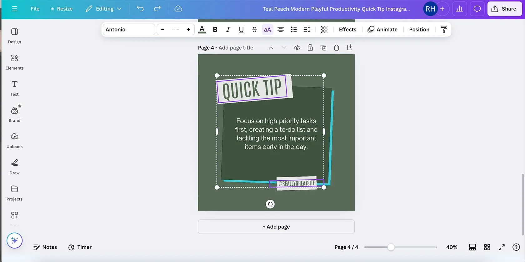 Chọn nhiều đối tượng trong Canva bằng cách giữ phím Shift và click chuột