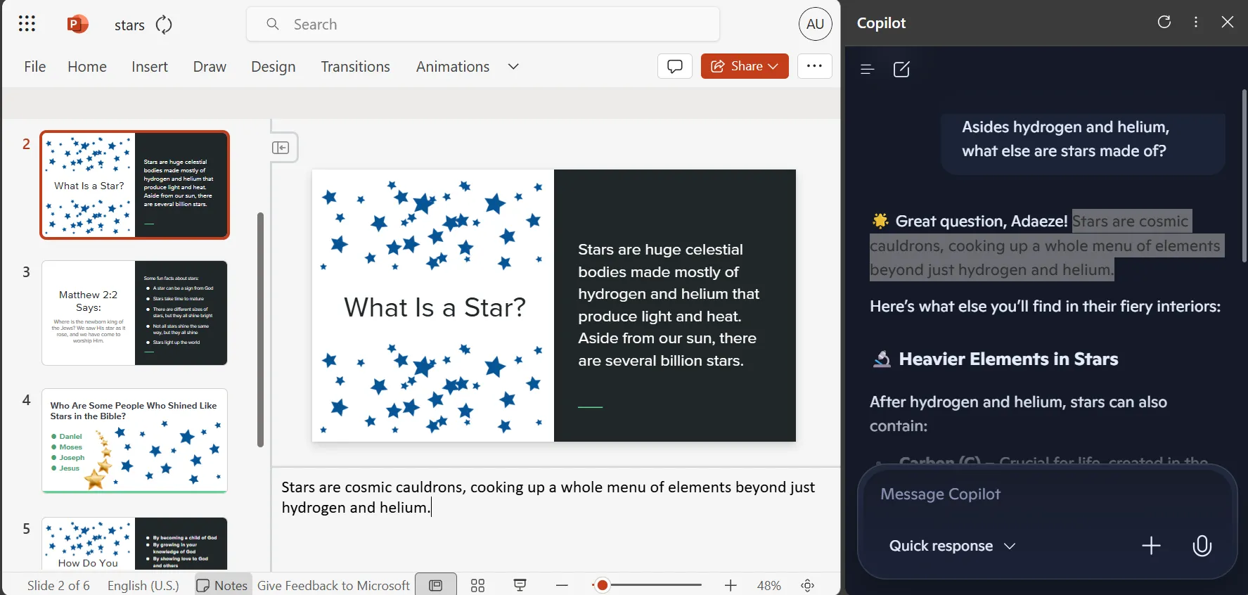 Công cụ Copilot của Microsoft tích hợp bên cạnh một bản trình bày PowerPoint đang được chỉnh sửa trên nền tảng web, hiển thị vị trí gắn kết không hoàn toàn liền mạch.