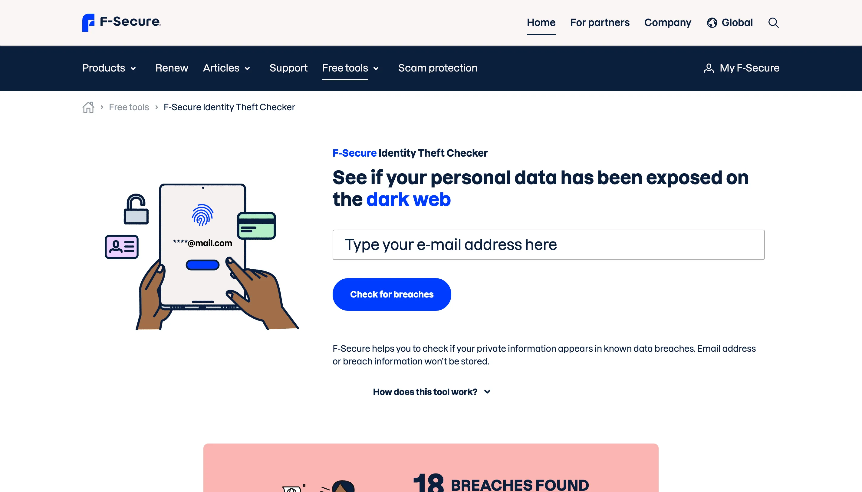 Công cụ F-Secure Identity Theft Checker