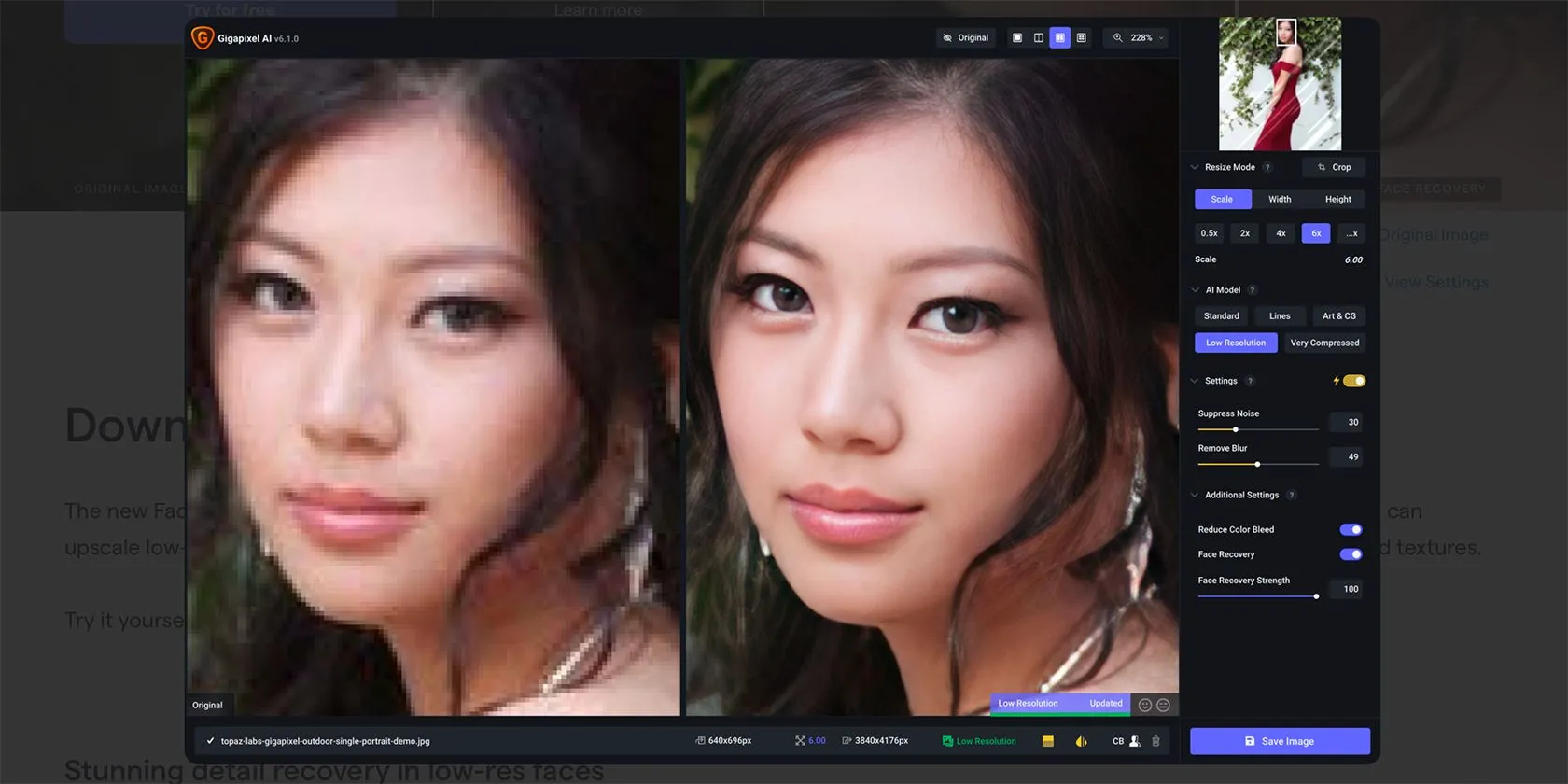 Công cụ làm sắc nét ảnh AI Gigapixel của Topaz Labs