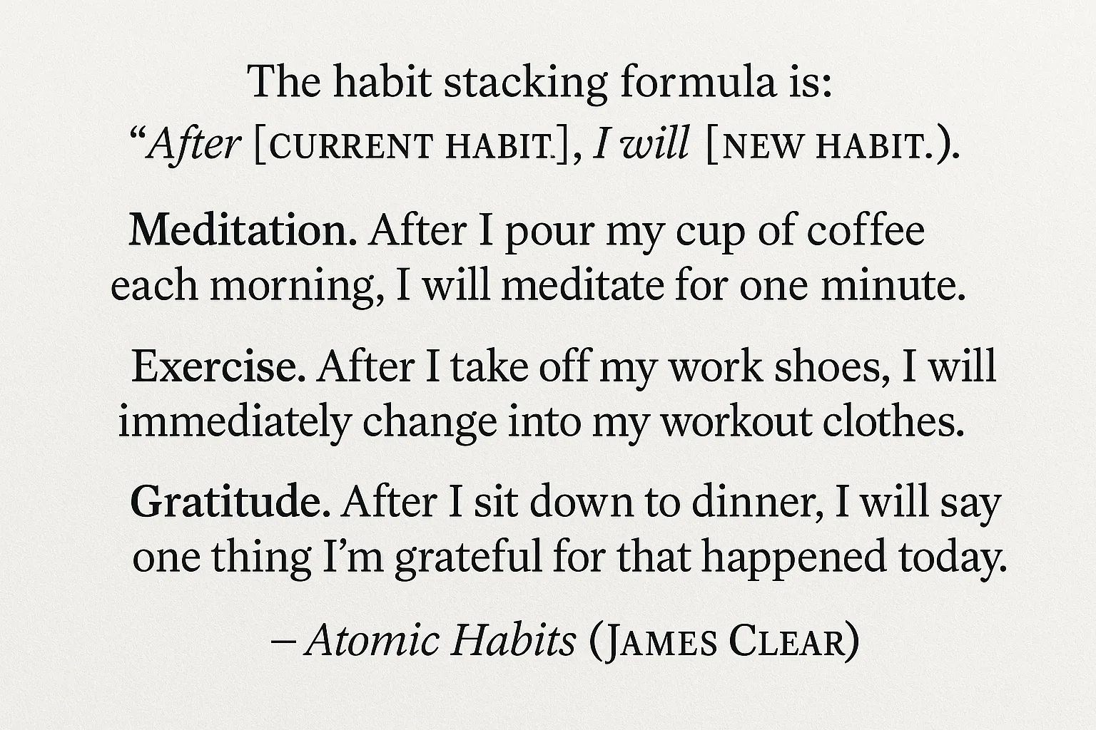 Công thức Ghép thói quen từ sách Atomic Habits của James Clear giúp xây dựng thói quen mới