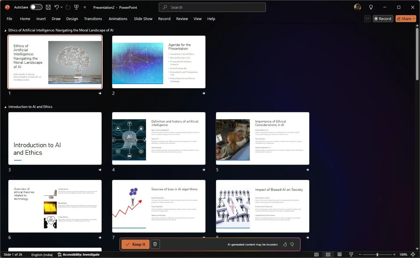 Copilot trong PowerPoint tự động tạo nội dung và bố cục cho từng slide