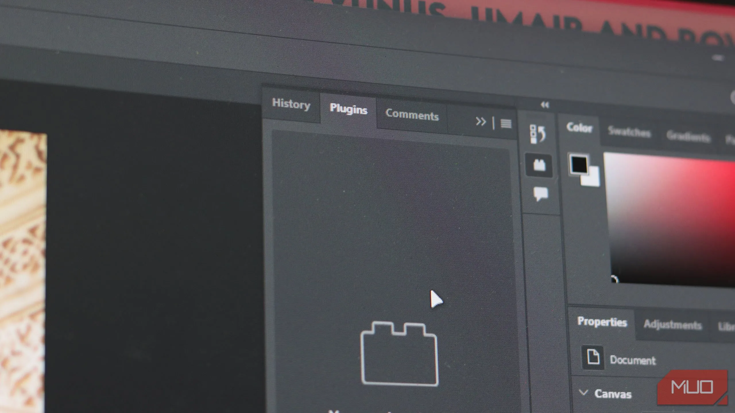 Cửa sổ plugin trong Photoshop hiển thị các tiện ích mở rộng và tích hợp