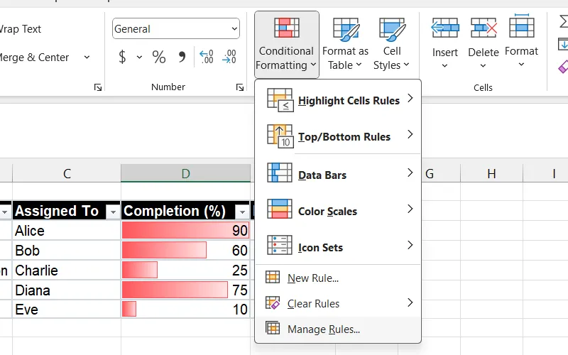 Cửa sổ Quản lý Quy tắc Định dạng có Điều kiện (Conditional Formatting Rules Manager) trong Excel.