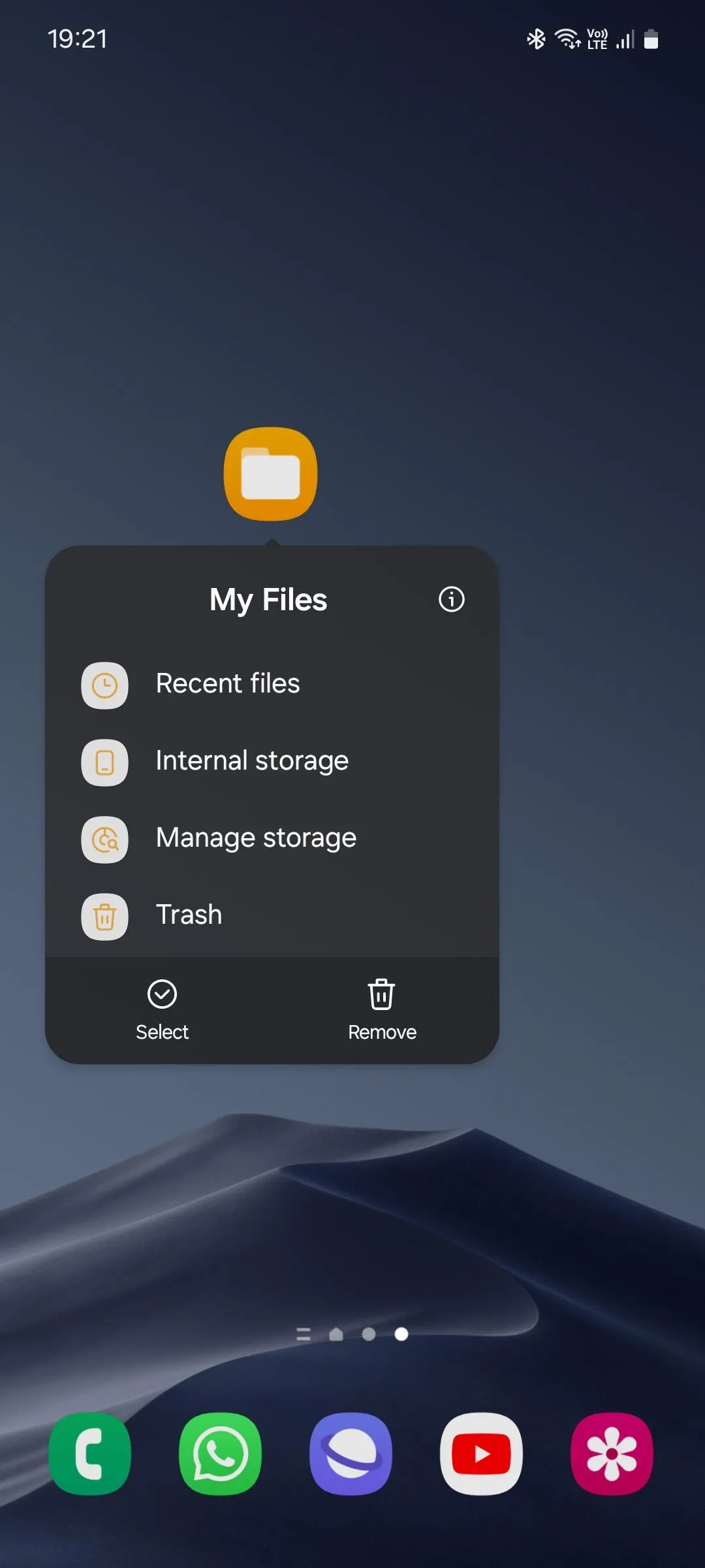 Danh sách các phím tắt ứng dụng Tệp Của Tôi (Samsung My Files)