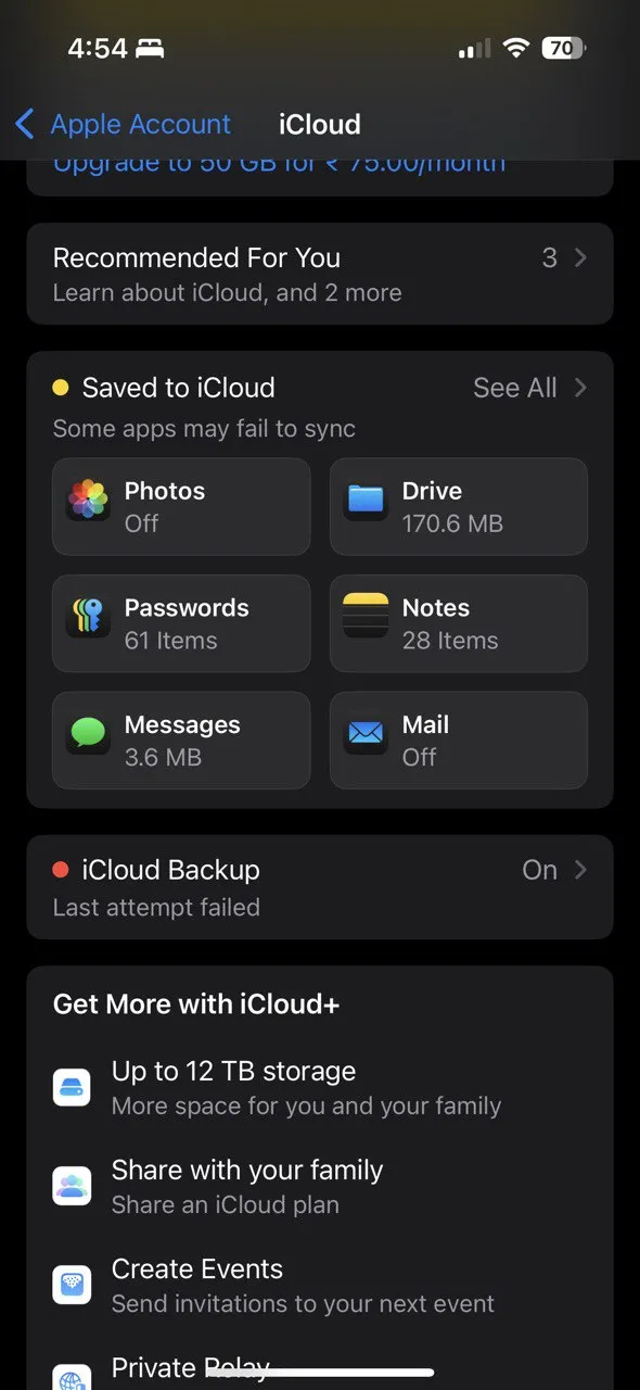 Danh sách các ứng dụng đang lưu trữ dữ liệu trên iCloud, cho phép người dùng kiểm soát và tắt sao lưu đối với những ứng dụng không cần thiết.