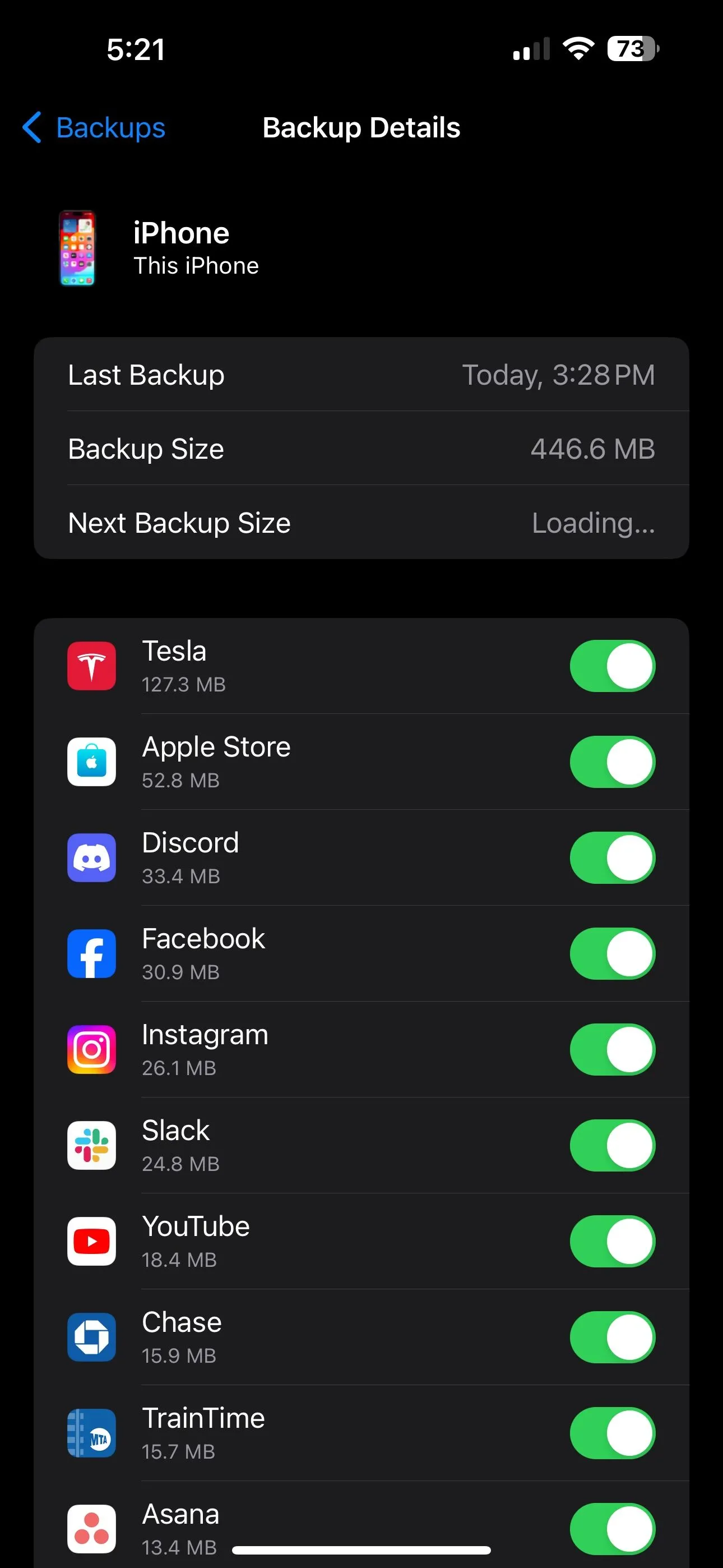 Danh sách các ứng dụng được bao gồm trong bản sao lưu iCloud trên thiết bị iOS