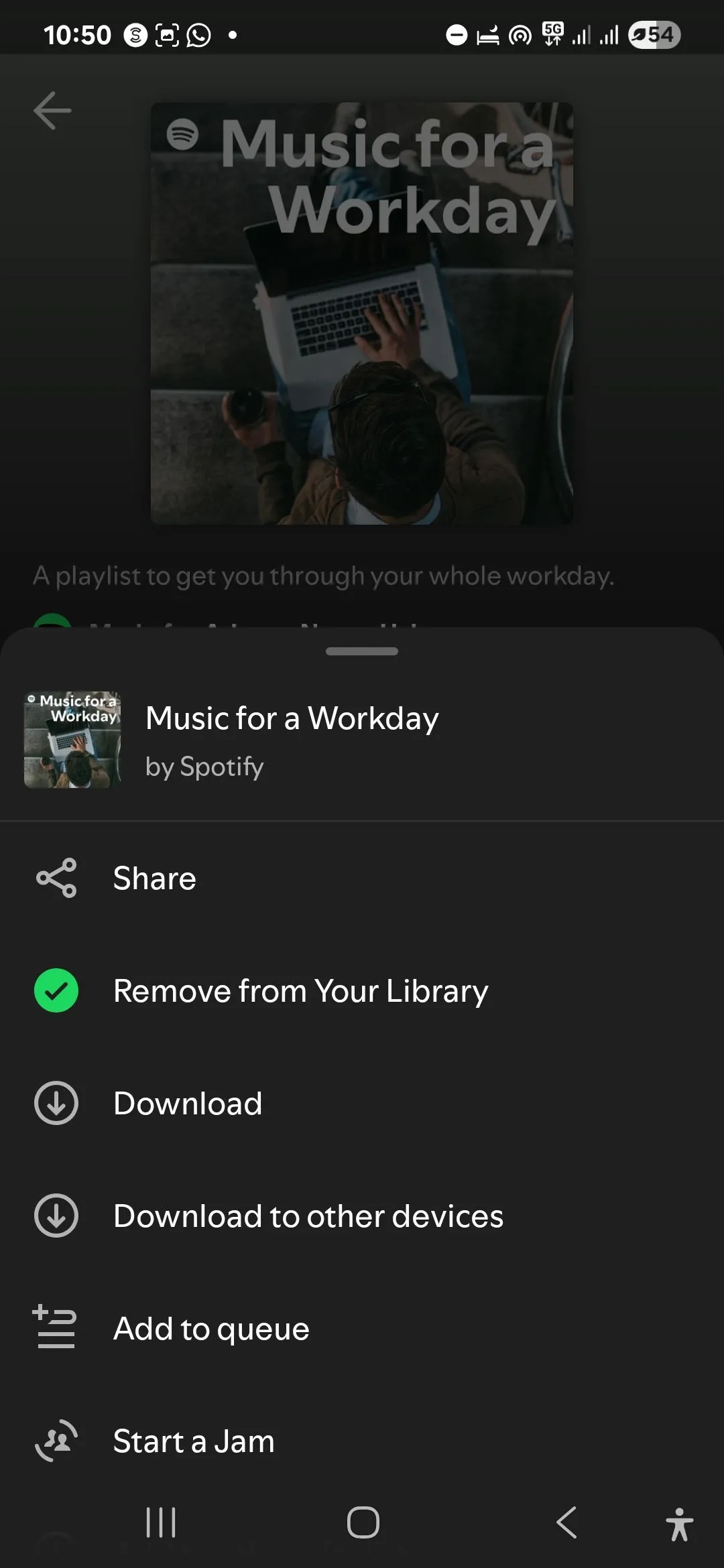 Danh sách phát nhạc trên Spotify cho Android với các tùy chọn tải xuống để nghe nhạc offline