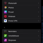 Danh sách ứng dụng đã cài đặt trên iPhone hiển thị trong ứng dụng Cài đặt của iOS